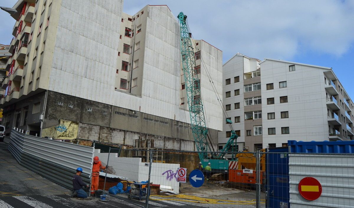 Obras de construcción del nuevo mercado de Sanxenxo