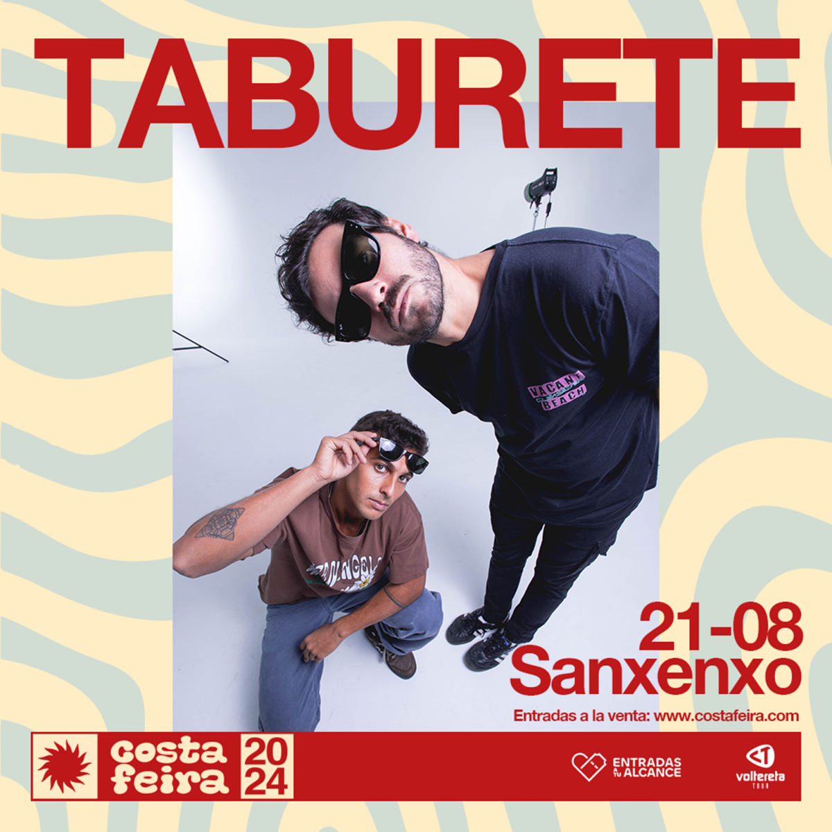 Cartel promocional del concierto de Taburete en Sanxenxo