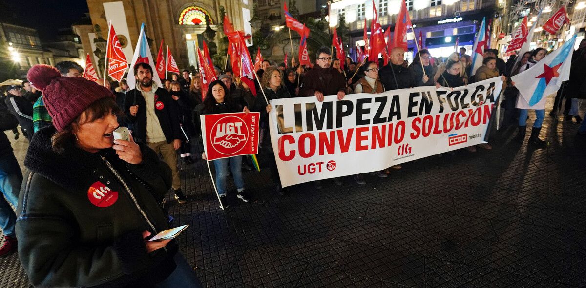 Huelga del personal de la limpieza de edificios y locales en Pontevedra