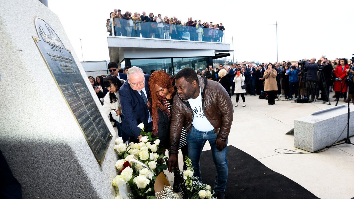 Samuel Kwesi, superviviente, en el homenaje por el segundo aniversario del Villa de Pitanxo