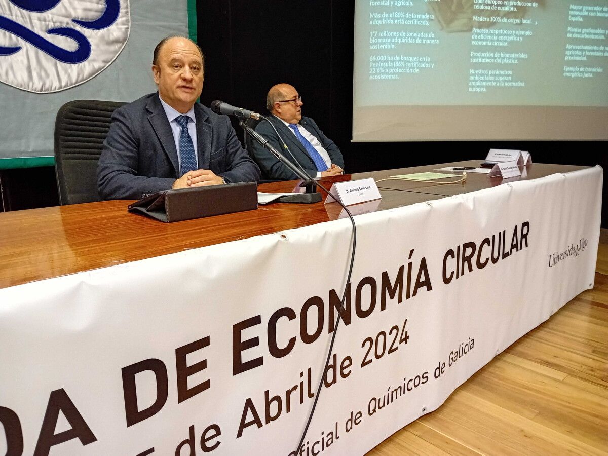 Antonio Casal, director territorial de Ence en Galicia, durante la Xornada de Economía Circular