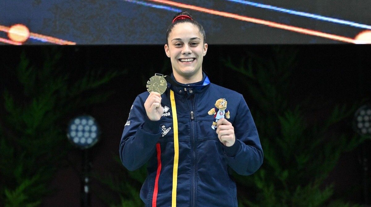 Melania Rodríguez, no Campionato de Europa de Ximnasia Trampolín en Guimaraes