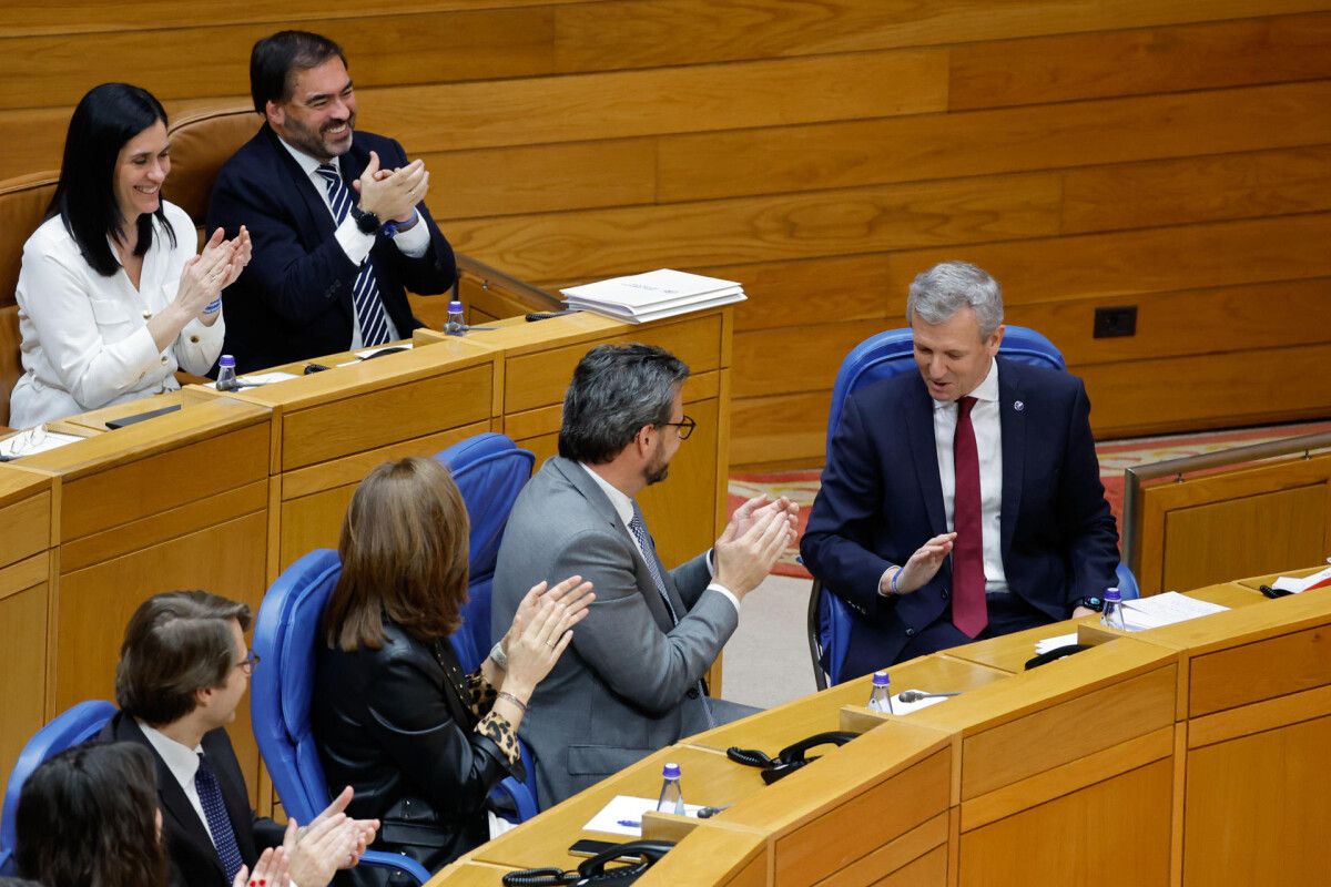 Alfonso Rueda, tras ser elixido presidente da Xunta no Parlamento de Galicia