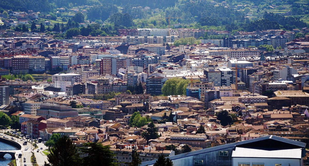 Vista aérea da cidade de Pontevedra