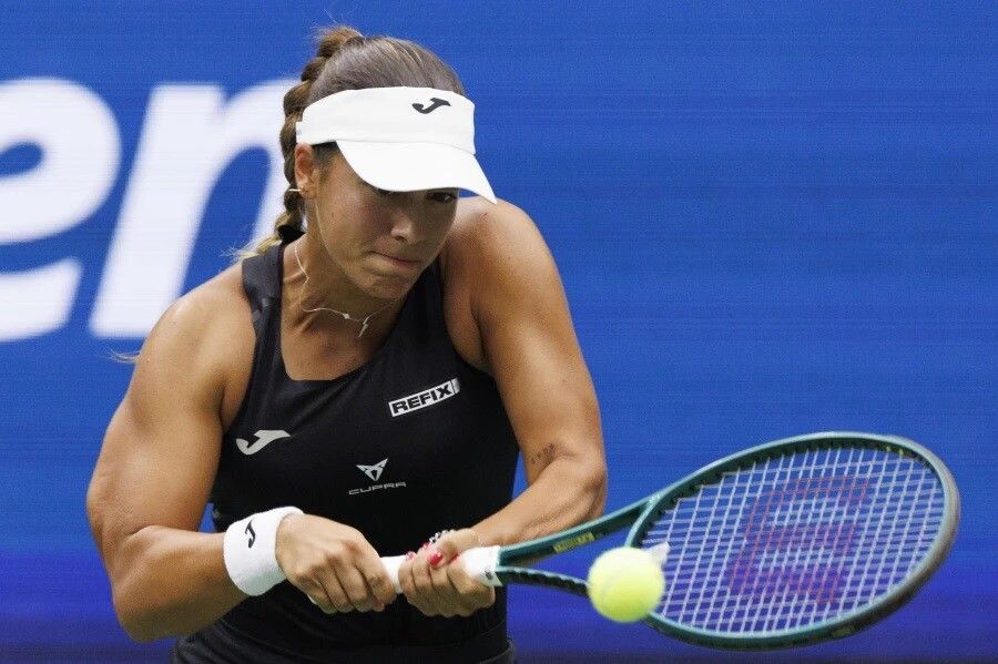 Jéssica Bouzas, en el partido del US Open contra Pegula