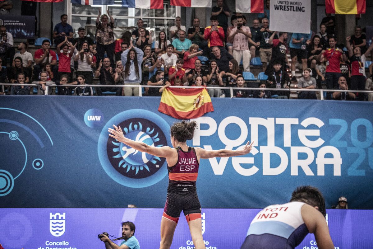 Carla Jaume, no Mundial U20 de Loita de Pontevedra