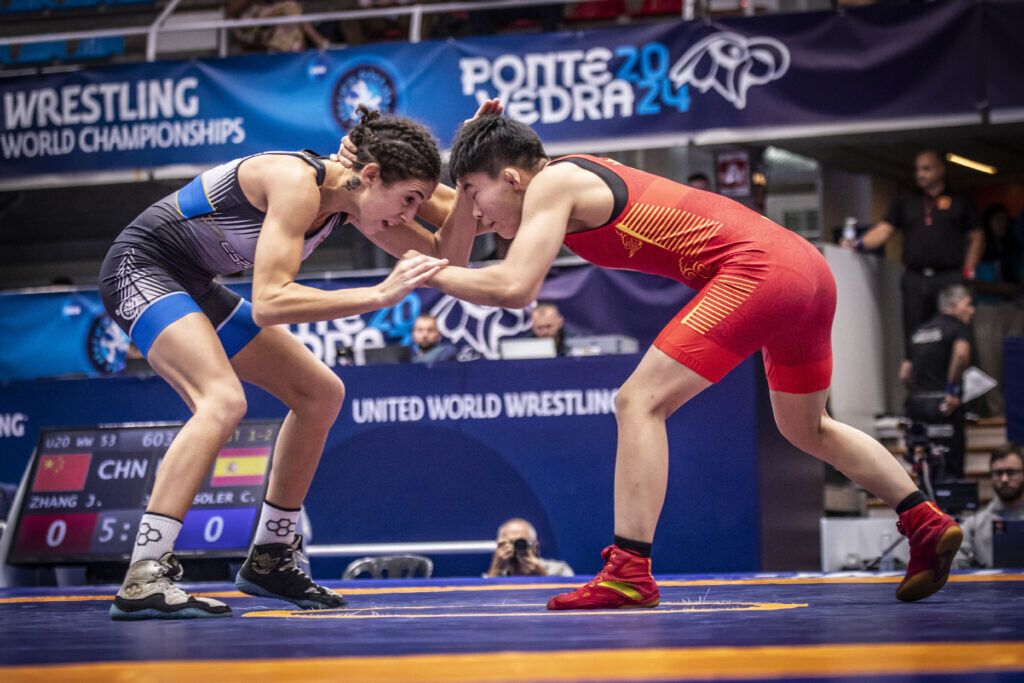 Carla Jaume, na final do Mundial U20 de Loita de Pontevedra