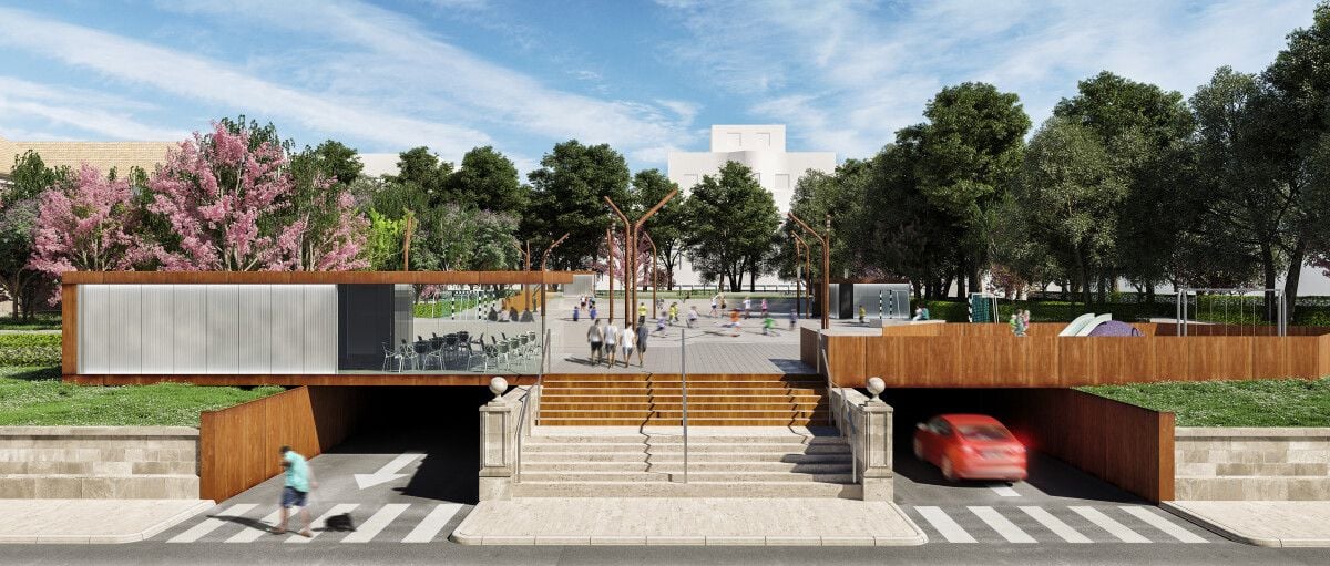 Infografía del proyecto de aparcamiento subterráneo en el Parque Eguren