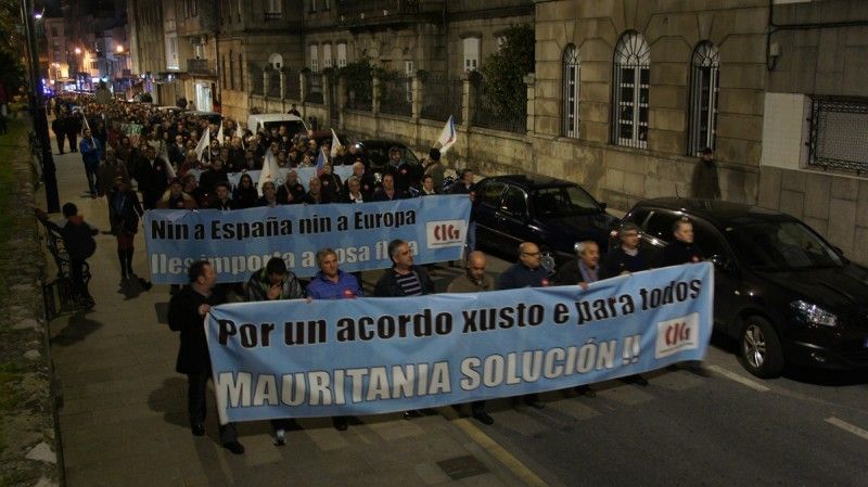 Manifestación en apoio á flota cefalopodeira