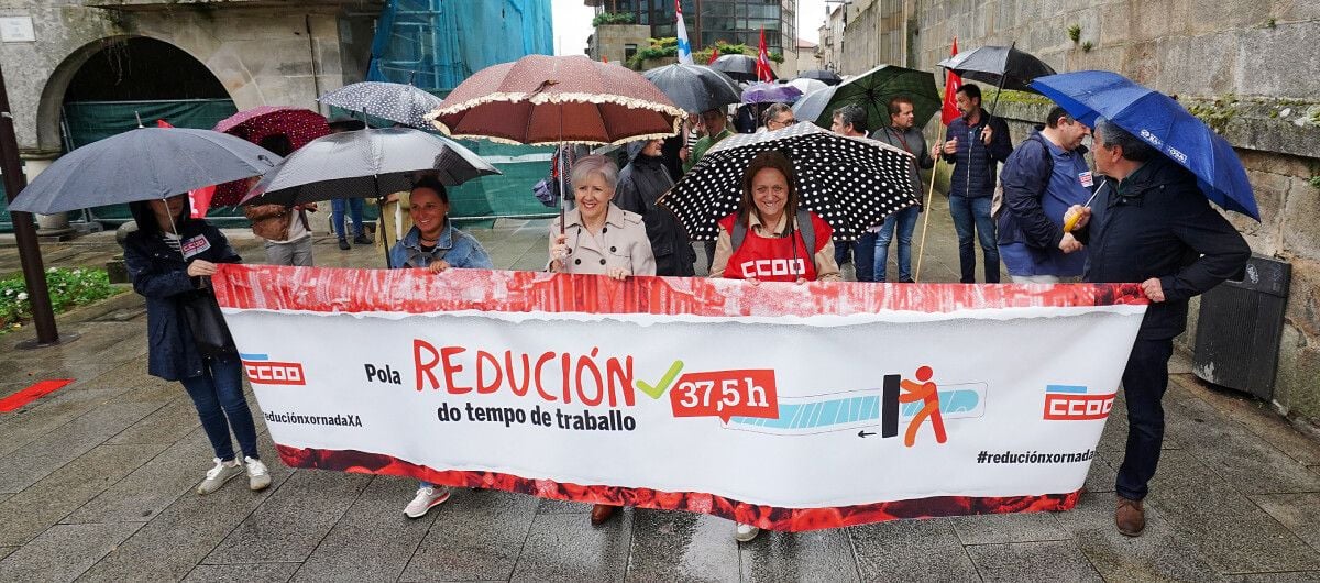 Manifestación de Comisiones Obreras para reclamar la reducción de la jornada laboral