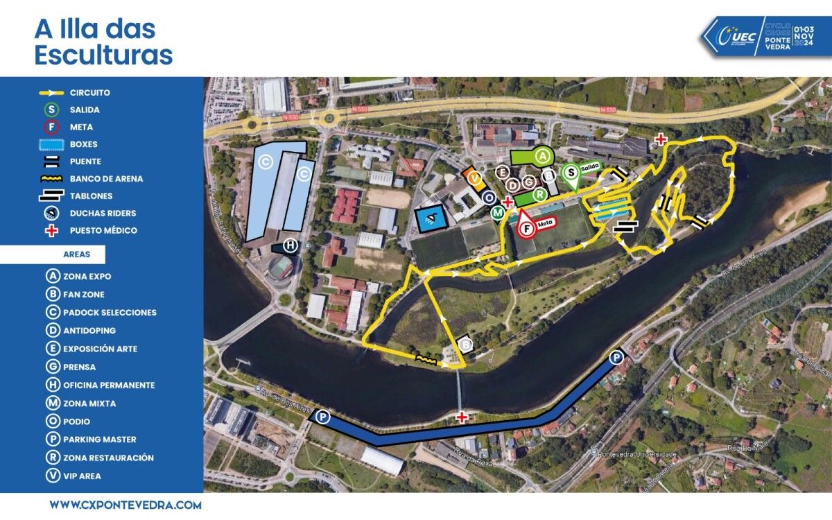 Plano do circuíto deseñado na Illa das Esculturas para o Campionato de Europa de Ciclocrós