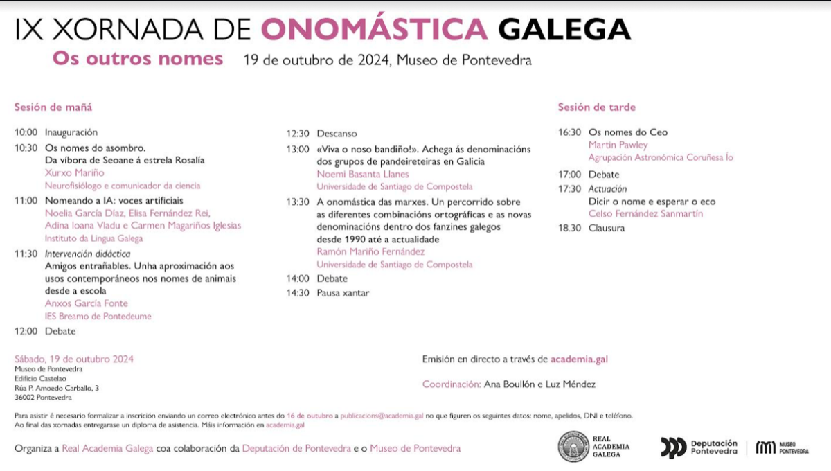 Programa da Xornada de Onomástica Galega 2024