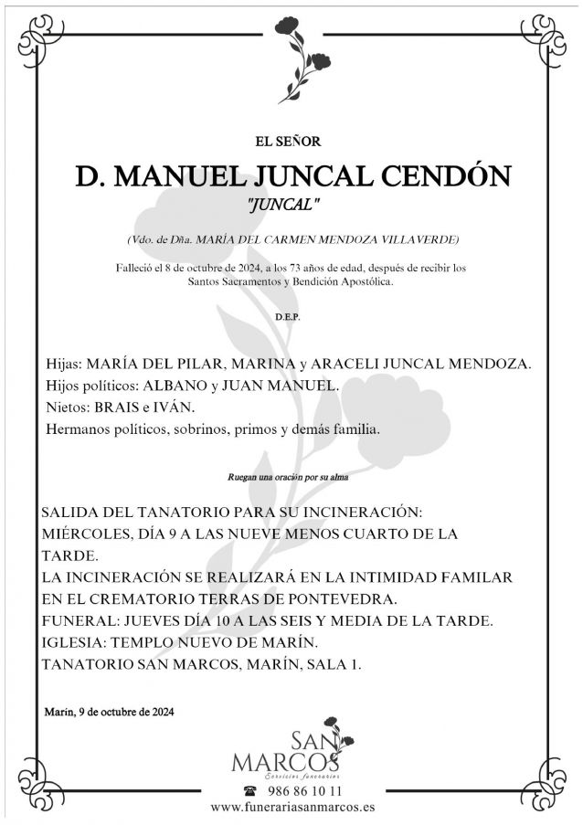 Manuel Juncal Cendón Esquela