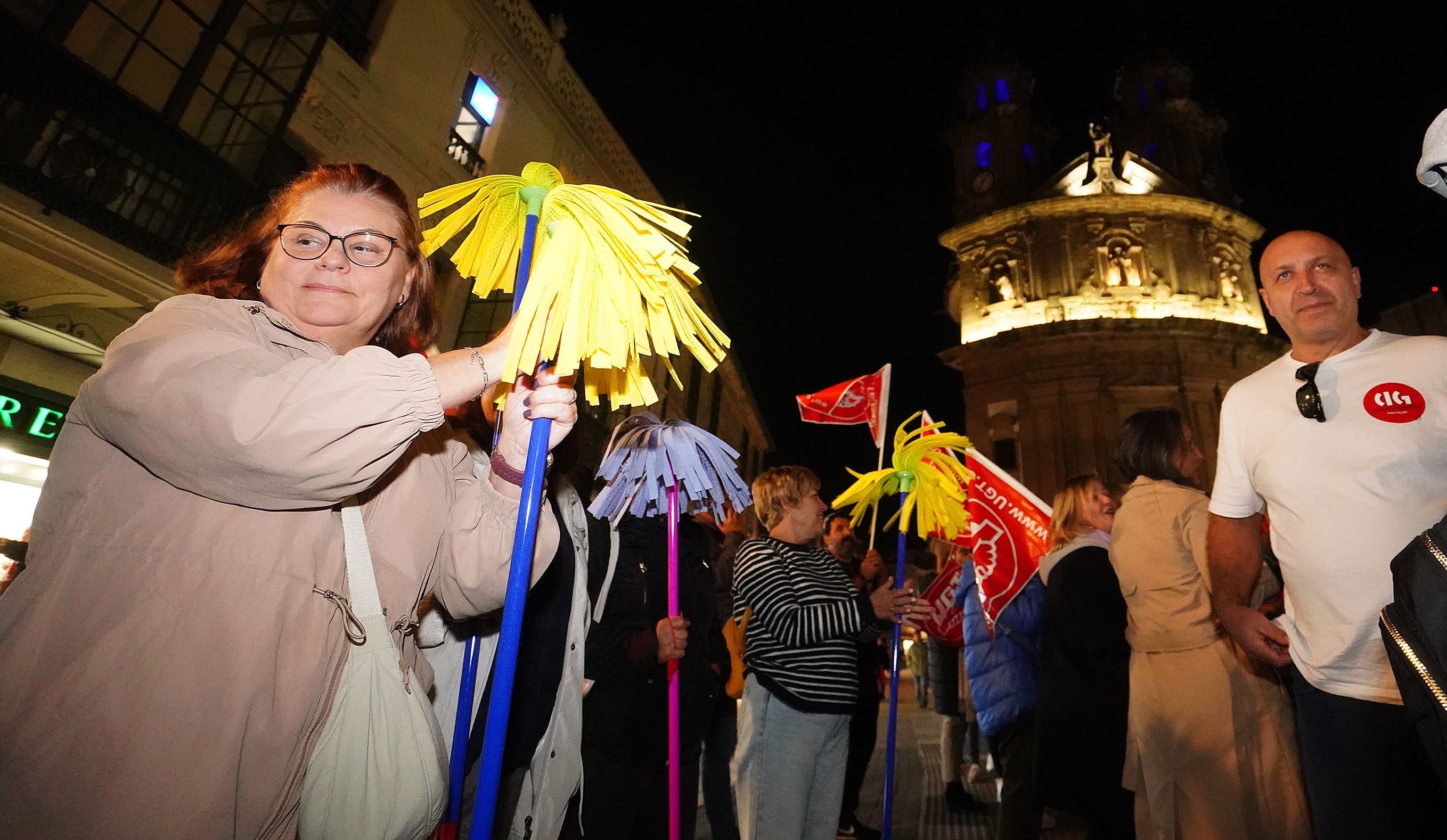 Manifestación del sector de limpieza de edificios en Pontevedra