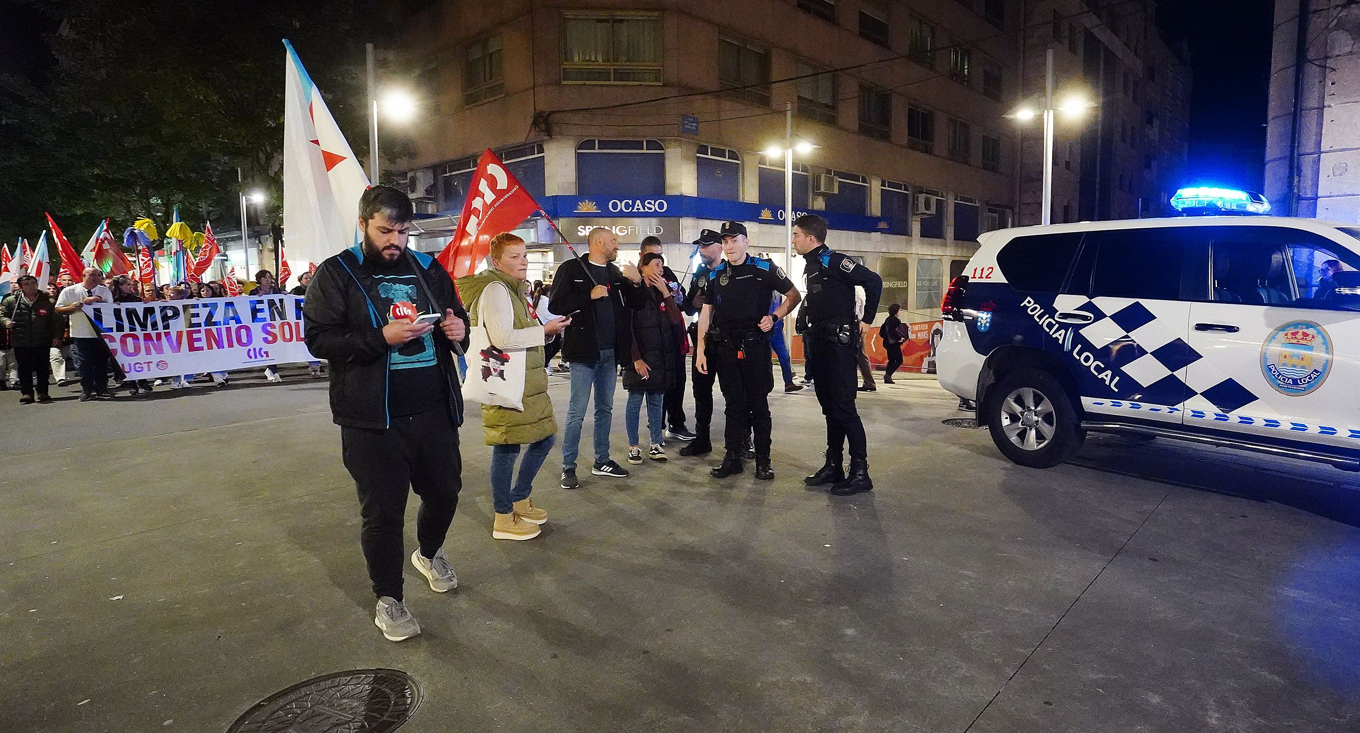 Manifestación del sector de limpieza de edificios en Pontevedra