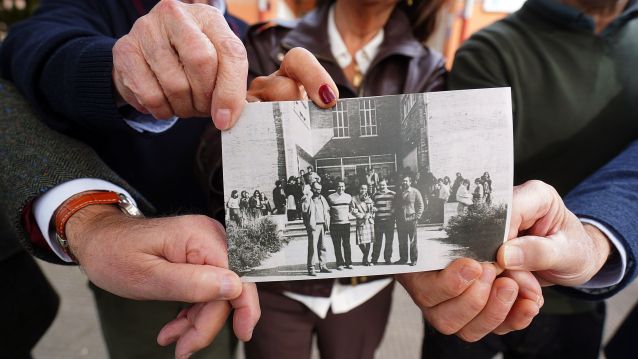 Foto do equipo directivo do IES A Xunqueira I en 1984