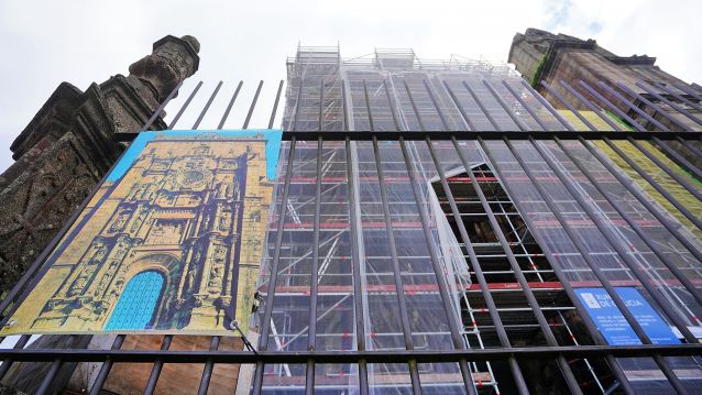 Obras de restauración da fachada principal da Basílica de Santa Maria a Maior