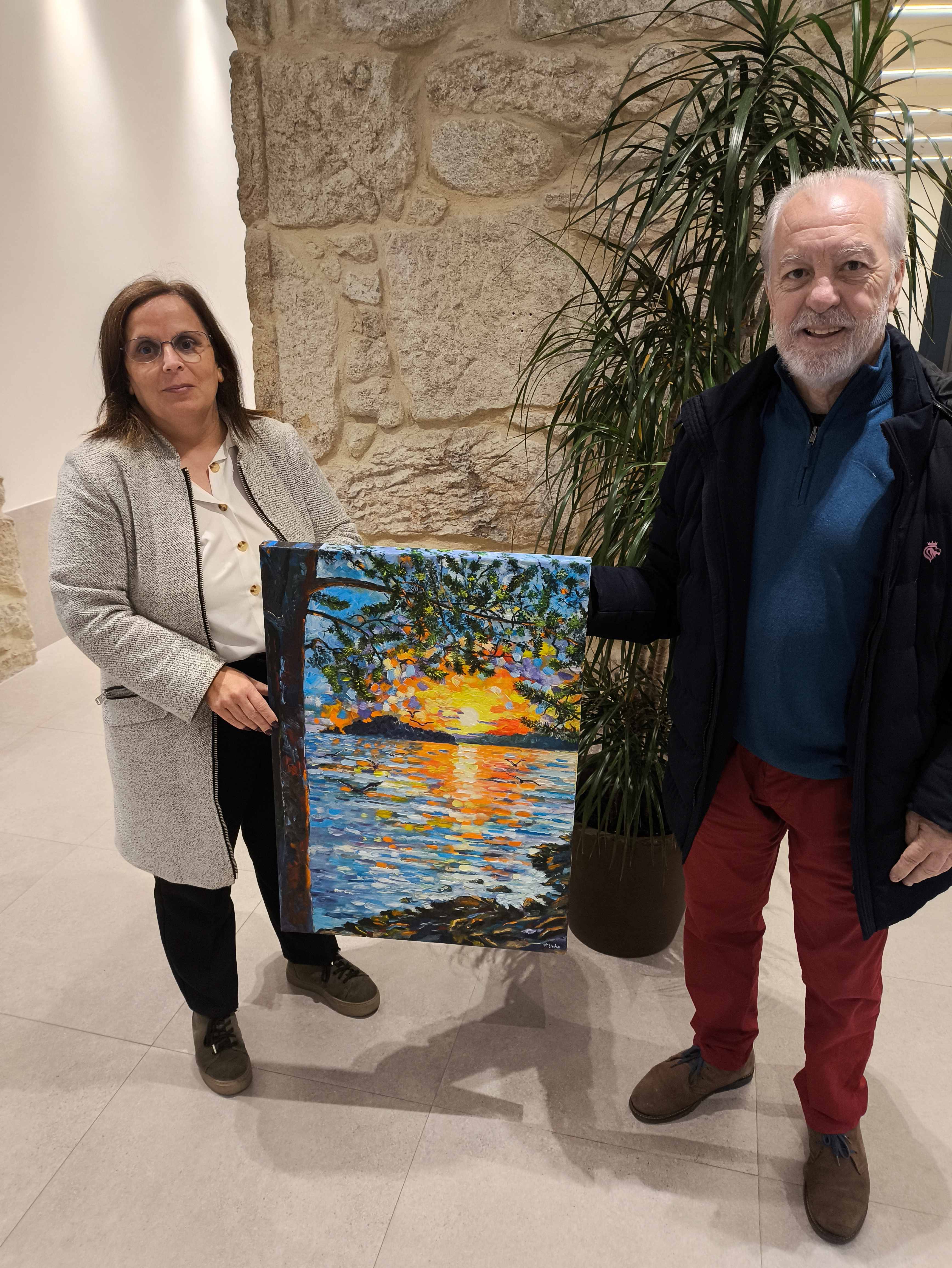 Faustino Ucha dona un cadro para o festival Samieira Solidaria