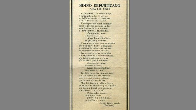 Himno republicano para los niños, poema da autoría de Fermín López Varela.