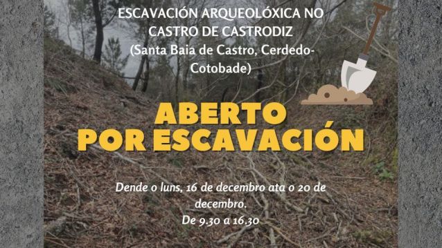 Cartel anunciador dos labores arqueolóxicos.