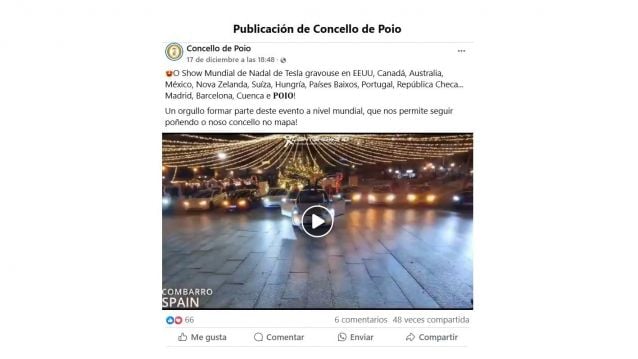 Publicación no perfil de Facebook do Concello de Poio