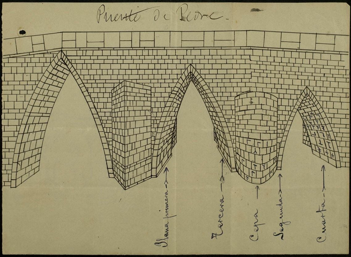 Lámina 1 Alzado da cara norte da ponte de Pedre.