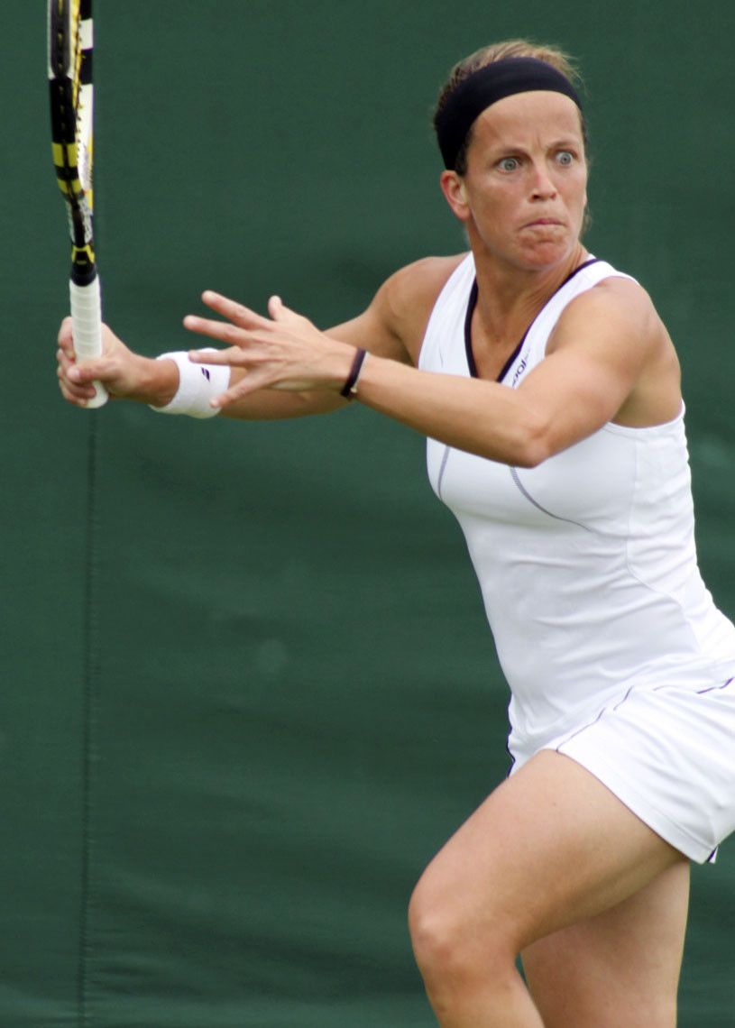 Lourdes Domínguez durante un partido del circuito WTA