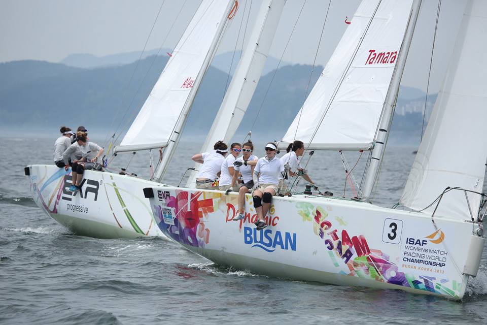 Támara Echegoyen y el resto del 'Xiquitas team' en el Mundial de Match Race en Corea del Sur