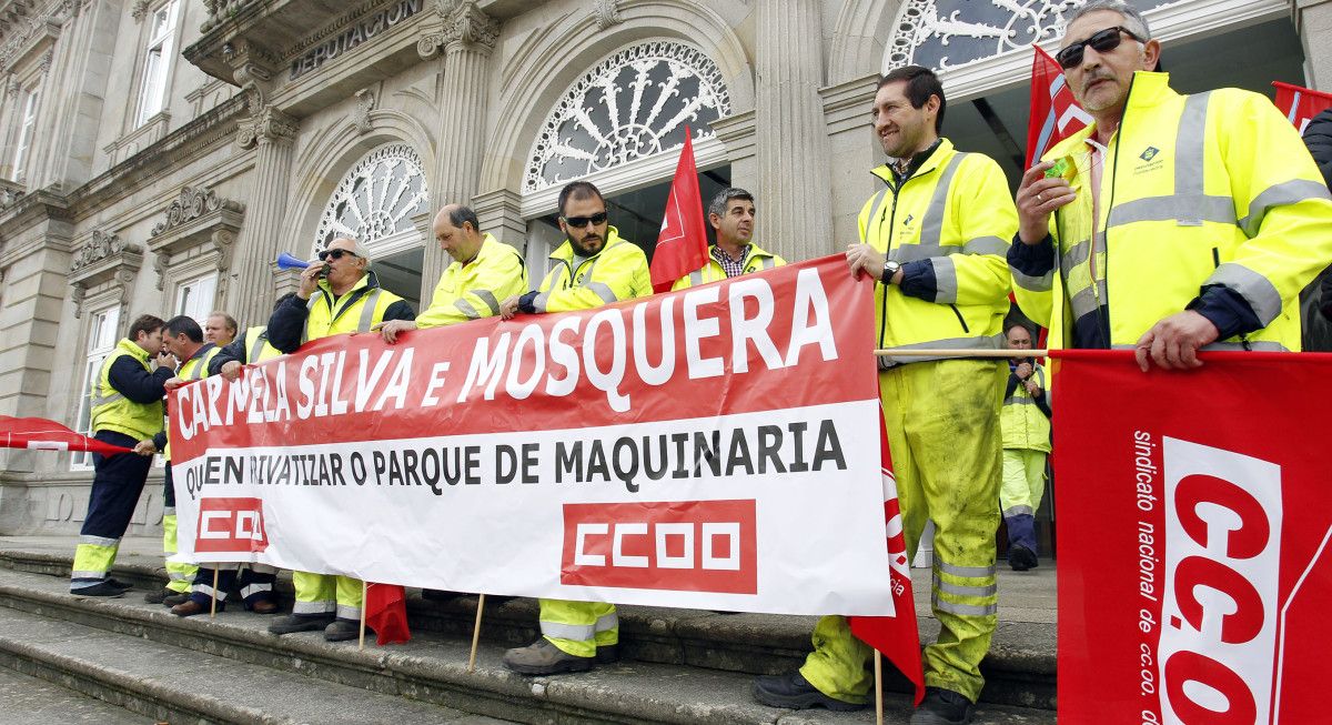 Protesta de los traballadores del parque de maquinaria