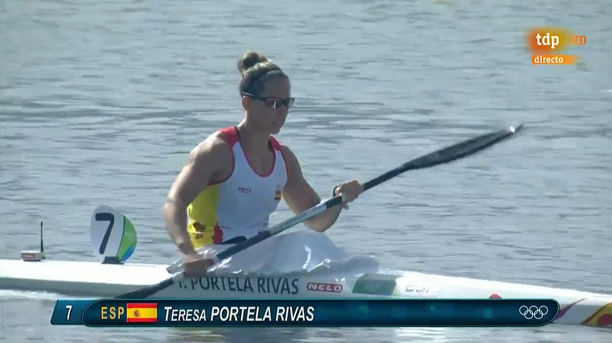 Teresa Portela durante la final olímpica de K-1 200 metros