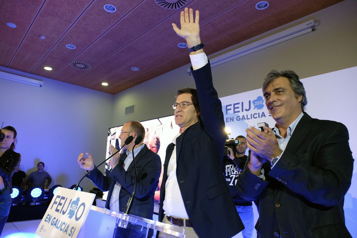 Alberto Núñez Feijóo celebra una nueva mayoría absoluta del PP en Galicia