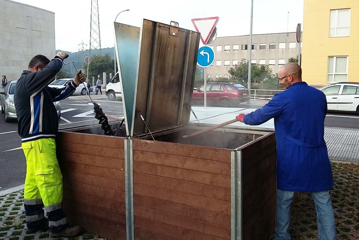 Compostero comunitario situado en la Plaza de Europa