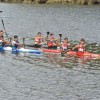 Participantes en la Copa de España de piragüismo Maratón en el río Lérez