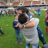 Os xogadores do Pontevedra celebran o título de Campión de Liga ao finalizar o partido con As Pontes