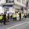 Protesta de los trabajadores de ENCE en la salida de La Vuelta en Sanxenxo