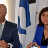 Félix Juncal (BNG) y Elena Estévez (PP) en el pleno de investidura en el Concello de Bueu