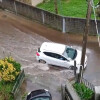 Zona inundada en la Rúa do Santo en Lourizán