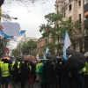 Acto de protesta ante a sede do PSOE en Madrid do persoal do Grupo Ence