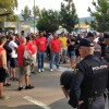 Momento de tensión en la entrada de Ence en la cuarta jornada de huelga del metal