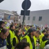 Protesta de los trabajadores de Ence en el mitin de Pedro Sánchez