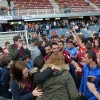 Los jugadores del Pontevedra celebran el título de Campeón de Liga al finalizar el partido con As Pontes