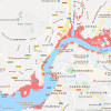 Zonas inundables de Pontevedra según Climate Central