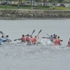 Participantes en la Copa de España de piragüismo Maratón en el río Lérez