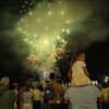 Lanzamiento de fuegos artificiales en el primer día de las Festas da Peregrina 2024