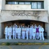 Protesta de profesionales de los PAC del área sanitaria de Pontevedra-O Salnés, en el Centro de Salud de Bueu