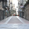 Rúas de Pontevedra baleiras  durante os primeiros días de confinamento