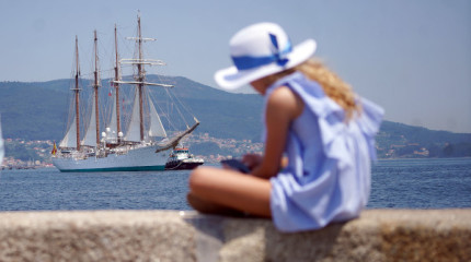 Llegada del buque Juan Sebastián Elcano a la Escuela Naval de Marín