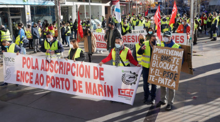 Protesta convocada por CCOO en apoio a Ramiro Cerdeira e para pedir a adscrición de Ence ao Porto de Marín