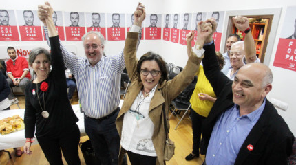 El PSOE celebra su victoria en Pontevedra en las elecciones del 28A