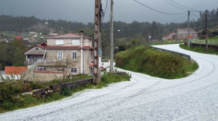 Granizada en el municipio de Pontevedra en una tarde tormentosa